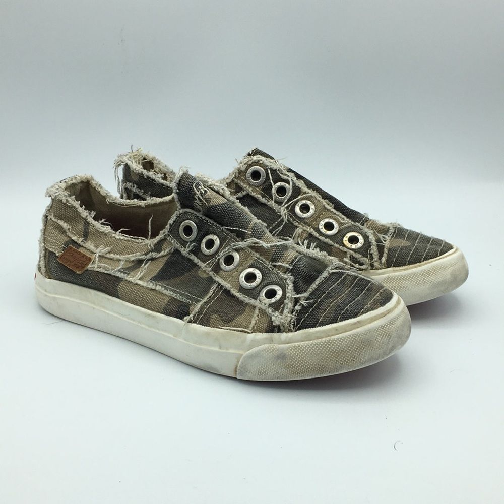 Blowfish Malibu Kids Green Camo Patchwork Slip-on Faux Lace Sneakers Girls 1